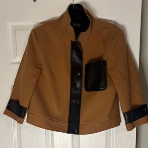 New Camel Bomber Jacket with Faux Black Details